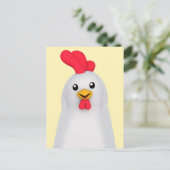 Witte kip/witte rooster briefkaart (Staand voorkant)