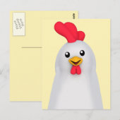 Witte kip/witte rooster briefkaart (Voorkant / Achterkant)