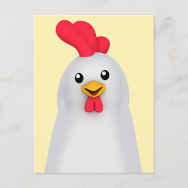 Witte kip/witte rooster briefkaart