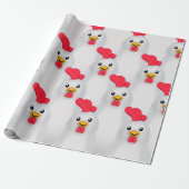 Witte kip/witte rooster cadeaupapier (Uitgerold)