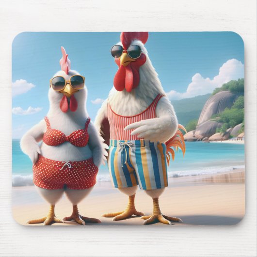 Witte kippen die badpakken dragen muismat (Voorkant)