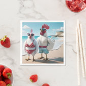 Witte kippen die badpakken dragen servet (Insitu)