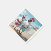 Witte kippen die badpakken dragen servet (Hoek)