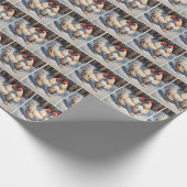 Witte kippen in sneeuw cadeaupapier (Hoek)