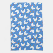 Witte Kippen op Blauw Theedoek (Verticaal)