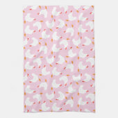 Witte Kippen op Roze Theedoek (Verticaal)