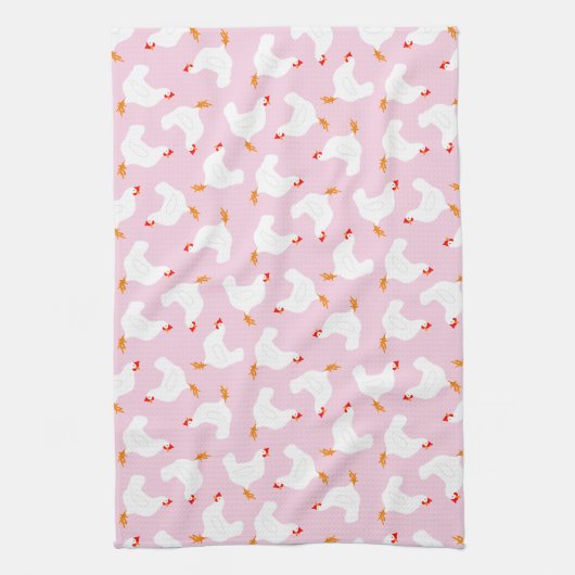 Witte Kippen op Roze Theedoek (Verticaal)