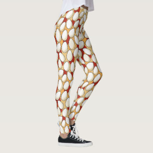 Witte kippeneieren boven rood en bruin Boerderij l Leggings