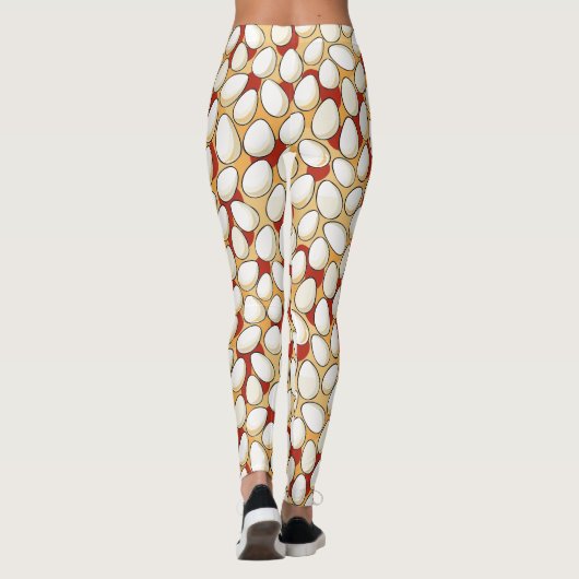 Witte kippeneieren boven rood en bruin Boerderij l Leggings (Achterkant)