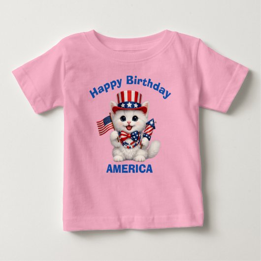 Witte Kitten (1f) Patriottisch Kinder T-Shirt (Voorkant)