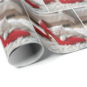 Witte kitten die slaapt in een rode schoen cadeaupapier (Rol Hoek)