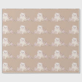 Witte kitten en linten cadeaupapier (Vlak)