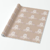 Witte kitten en linten cadeaupapier (Uitgerold)