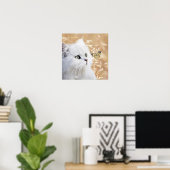 Witte kitten en vlinder poster (Thuiskantoor)