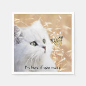 Witte kitten en vlinder servet (Voorkant)