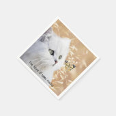 Witte kitten en vlinder servet (Hoek)