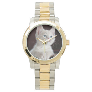 Witte kitten horloge