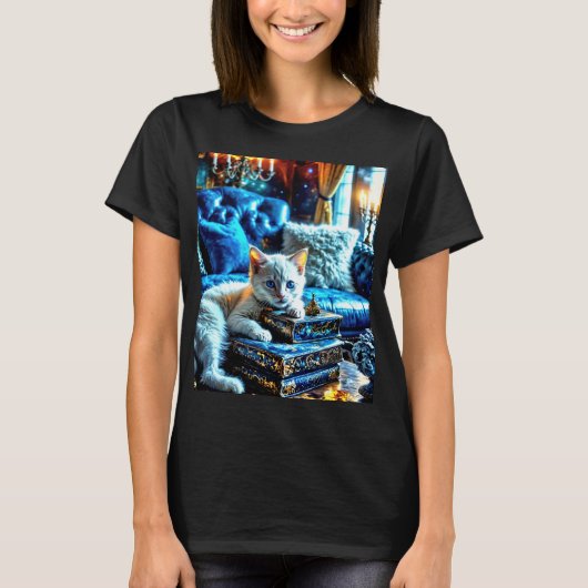 Witte kitten houdt van boeken t-shirt (Voorkant)