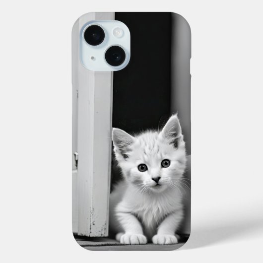 Witte kitten in deuropening Case-Mate iPhone case (Achterkant)