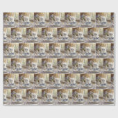 Witte kitten in een theekopje cadeaupapier (Vlak)