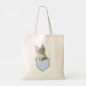 Witte Kitten in zak grappige illusie 3D-grafiek Tote Bag (Achterkant)