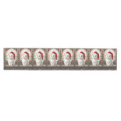 Witte Kitten met Kerstman Hoed Tafel Runner Medium Tafelloper (Horizontaal)