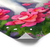 Witte kitten omringd door bloemen poster (Hoek)