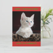 WITTE KITTEN PERSONALISATIE FEESTDAGENKAART (Staand voorkant)
