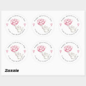 Witte Kitten Roze Harten Ballonnen Valentijnsdag Ronde Sticker (Vel)