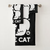 Witte Kitten Silhouetten - Schattige Feline Design Bad Handdoek (Insitu)