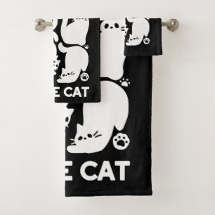 Witte Kitten Silhouetten - Schattige Feline Design Bad Handdoek