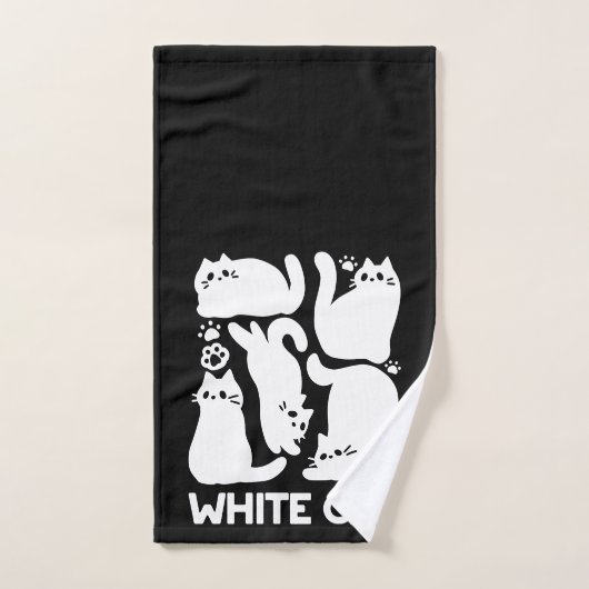 Witte Kitten Silhouetten - Schattige Feline Design Bad Handdoek (Handdoek)
