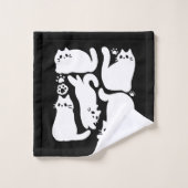 Witte Kitten Silhouetten - Schattige Feline Design Bad Handdoek (Wasdoekje)