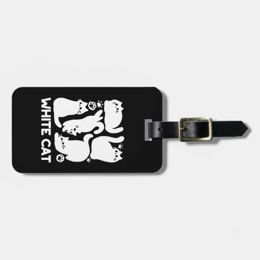Witte Kitten Silhouetten - Schattige Feline Design Bagagelabel (Voorkant horizontaal)