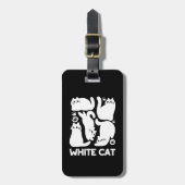 Witte Kitten Silhouetten - Schattige Feline Design Bagagelabel (Voorkant verticaal)