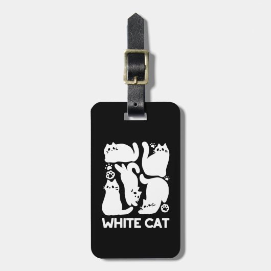 Witte Kitten Silhouetten - Schattige Feline Design Bagagelabel (Voorkant verticaal)