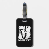 Witte Kitten Silhouetten - Schattige Feline Design Bagagelabel (Achterkant verticaal)