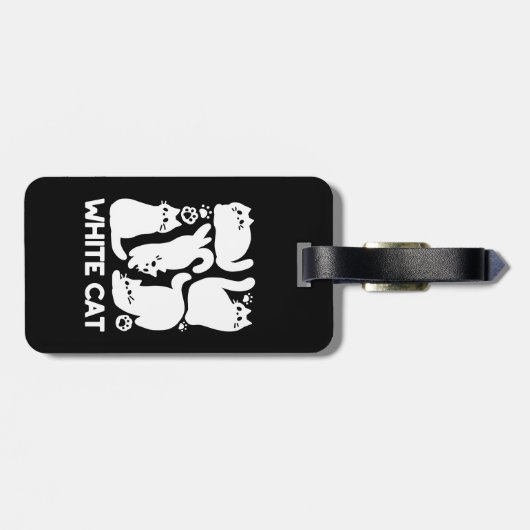 Witte Kitten Silhouetten - Schattige Feline Design Bagagelabel (Achterkant horizontaal)
