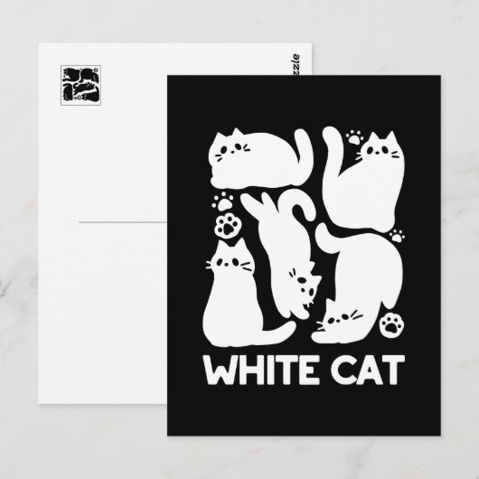 Witte Kitten Silhouetten - Schattige Feline Design Briefkaart (Voorkant / Achterkant)