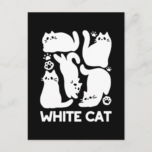Witte Kitten Silhouetten - Schattige Feline Design Briefkaart (Voorkant)