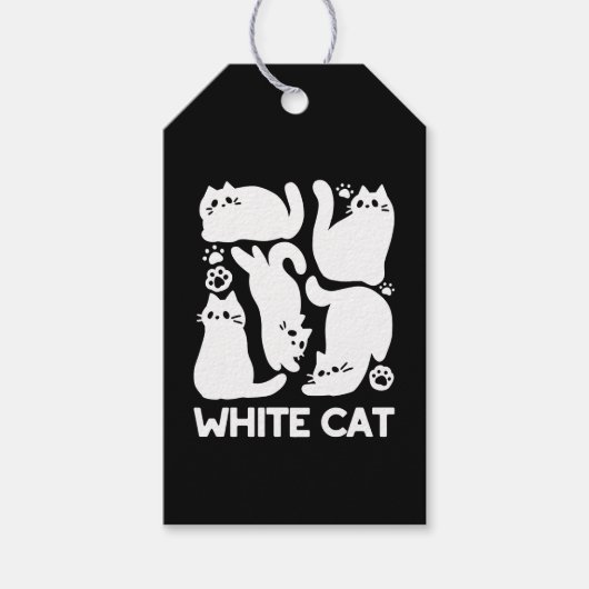 Witte Kitten Silhouetten - Schattige Feline Design Cadeaulabel (Voorkant)