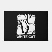 Witte Kitten Silhouetten - Schattige Feline Design Deurmat (Voorkant)