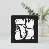 Witte Kitten Silhouetten - Schattige Feline Design Feestdagenkaart (Staand voorkant)