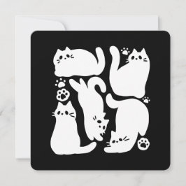 Witte Kitten Silhouetten - Schattige Feline Design Feestdagenkaart
