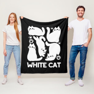 Witte Kitten Silhouetten - Schattige Feline Design Fleece Deken