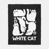 Witte Kitten Silhouetten - Schattige Feline Design Fleece Deken (Voorkant)