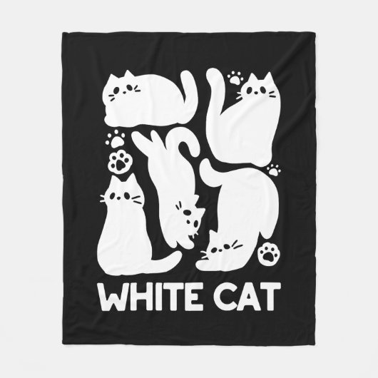 Witte Kitten Silhouetten - Schattige Feline Design Fleece Deken (Voorkant)