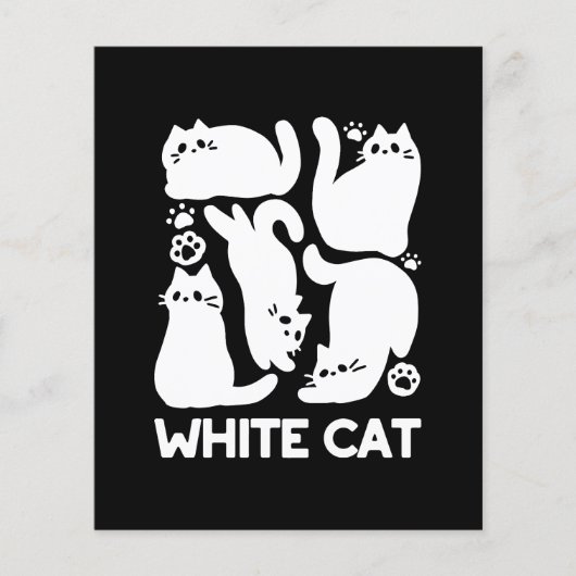 Witte Kitten Silhouetten - Schattige Feline Design Flyer (Voorkant)