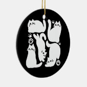 Witte Kitten Silhouetten - Schattige Feline Design Keramisch Ornament (Rechts)