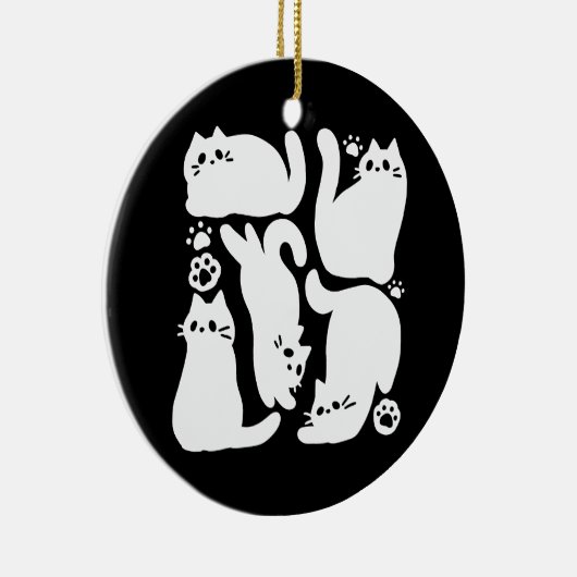 Witte Kitten Silhouetten - Schattige Feline Design Keramisch Ornament (Rechts)